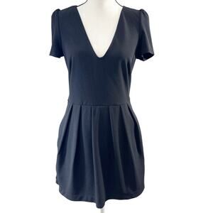 Zara Trafaluc Black Lined Short Sleeve V-Neck Shorts Romper - Size M